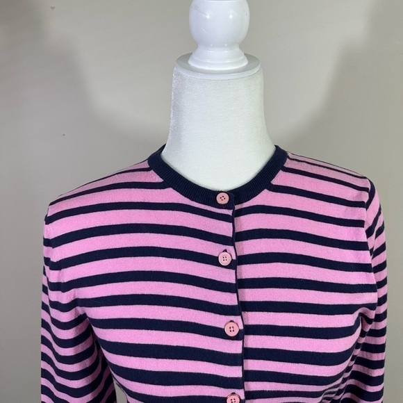 Lilly Pulitzer sz XSM sweater cardigan in navy and a deep pink. Lightweight - Picture 2 of 13